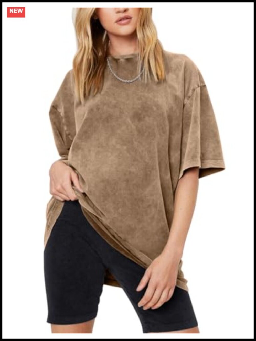 Women Oversized Acid Washed Cotton Tee Baggy Loose Fit